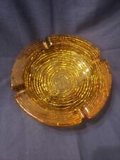 Vintage Anchor Hocking Glass Ashtray Soreno Honey Amber Gold Mid Century 6 1/4