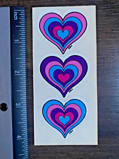 Vintage 1980's 80’s BJ Decal Specialties Sticker Strip HEARTS Purple Pink Blue picture