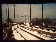 KA04 TRAIN Slide * Vintage Tracks with Power Lines and Snow picture