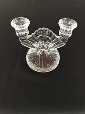 VINTAGE DOUBLE TAPER CANDLE HOLDER, LILY PATTERN, TWIN, GLASS, ART DECO 1900s picture
