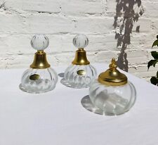 3 Piece Tivoli Antique Gold Plated & Glass Vanity Bottle Jar Set Perfume Cologne picture