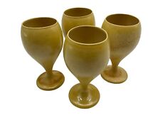 Vintage 1970's The Pottery Hawaii Set of 4 Wine/Water Goblets w/Gold Vtg Glaze picture