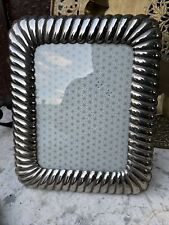 10.5 X 13” Vintage Deco Silver Metal Picture Frame For 8x10 Photo Ribbed Swirl picture