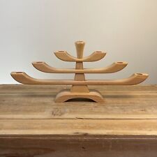 Vintage Design Sweden Scandinavian Modern Wood Sculpture Candelabra Candleholder picture