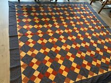 Antique Patchwork Quilt Top, Four Patch, Early 1900’s, Calicos, Red Navy Yellow picture