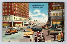 Hollywood CA-California, Hollywood And Vine, Antique, Vintage Postcard picture