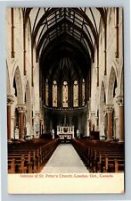London ON, Interior St Peter's Church, Ontario Canada Vintage Postcard picture