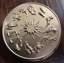 Vintage Copper Astrology Zodiac Embossed Wall Decor Hanging Jello Mold Large picture