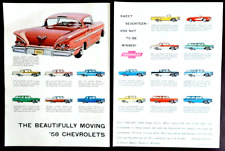 Chevy Auto Collection Original 1958 Vintage Two Page Print Ad picture