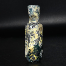Authentic Ancient Roman Glass Bottle With Golden Patina Ca. 1st - 2nd Century AD picture