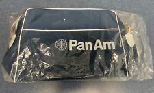 Vintage 70s Pan Am Vinyl Messenger Carry On Bag Flight Zip Strap Tote Blue picture