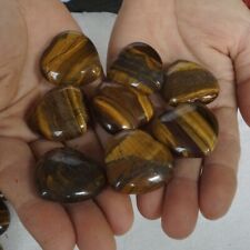 62Pcs 1Kg Tiny Natural Tiger Eye Quartz Crystal Heart Carved Palm Stone Healing picture
