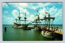 Jamestown VA-Virginia, The Three Ships, Antique, Vintage c1965 Souvenir Postcard picture