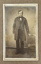 Antique Victorian CDV Photo Card Man Standing Next To Chair picture