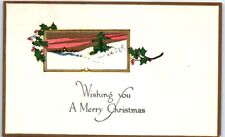 Postcard - Wishing you A Merry Christmas with Mistletoe Art Print picture