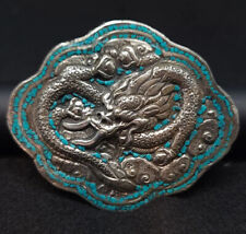 Rare Vintage Dragon Carved Beautiful Authentic Buckle belt Tibeten Silver  picture