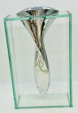 Vintage Lisa Mori For Inn Crystal - Glass And Aluminum Vase Tornado Modern Art picture