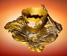 Antique VICTORIAN Egg Cup Hand Painted w Wishbone Accent Brass Color NICE picture