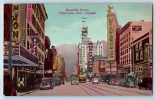 Vancouver BC Canada Postcard Granville Street Vogue New Orpheum Baker Cars 1949 picture