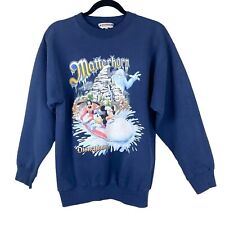 Vintage Disney Matterhorn Graphic Sweatshirt Sz S M Made in USA Crewneck Blue picture