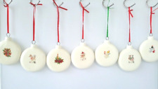VTG Porcelain Christmas Ornaments Set 7 Signed Angel Reindeer Holly Rare HTF  picture