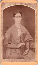 Solemn Young Woman Holding Book, c1860s, CDV Photo #2200 picture
