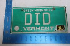 Vermont License Plate Tag 1985 85 VT Vanity DID (#2) picture