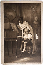 Postcard Czechoslovakia Postcard The first Exercises A piano player 1919 picture