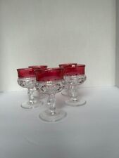 5 Tiffin-Franciscan King's Crown-Cranberry Flashed  Liquor Cocktail Glass picture
