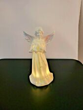 Light Up Angel w/Star Figurine Pearl Lusterware Iridescent Ceramic 8