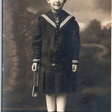 c1910s Lancaster, PA Little Sailor Girl RPPC Dress Suit Real Photo PC Cute A123 picture
