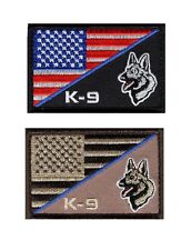 K-9 Usa American Flag Thin Blue Line Police Swat Tactical Hook Patch PK2-PK3 picture