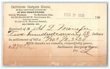 1900 Baltimore Bargain House Baltimore MD Sperryville VA Postal Card picture
