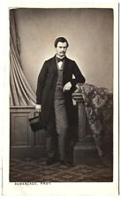 Vintage Old CDV Photo of Handsome & Wealthy French Man Top Hat From Pau France picture