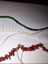 Lot of 3 gemstone Beads Strands  Jewelry malachite Azurite Jasper opalite semi picture