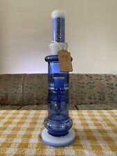 Blue and White Cheech glass Straighttube Waterpipe Smoking Bong w/ perc picture
