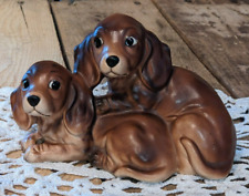 Rare Vintage Shafford Dachshund Dogs Figurine – Dark Brown #1555 picture