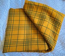 RARE Vintage Wool Blend Mandarin & Sage Plaid Tartan Fabric 44”X 80”  picture