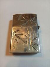 Zippo Sterling Silver 950 Bamboo Engraving Front & Back Silver Color Oil Lighter picture