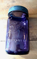 BALL PURPLE MASON JAR Antique WIDE MOUTH ZINC Ring Glass Lid Collector's Edition picture