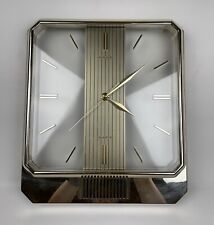 Heirloom Vintage MCM 1980 Wall Clock Chimes Marked Quartz Gold picture