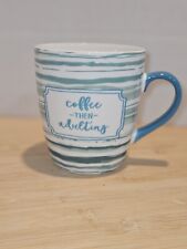 Threshold Coffee Mug - White & Turquoise “Coffee Then Adulting” picture