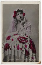 Beautiful Woman Roses Jewelry Madrid Spain Cliche Fernandez Real Photo Postcard picture