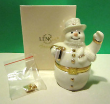 LENOX SPIRIT OF THE SEASON SNOWMAN TREASURE BOX (with GIFT CHARM) --- NEW in BOX picture
