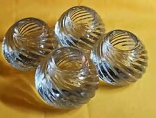 Set of 4 Vintage Round Swirl Glass Taper Candle Holders  1.75