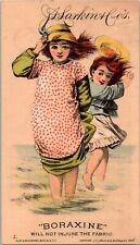 1882 BORAXINE J D Larkin & Son Girls Wading in Lake  Victorian Trade Card picture