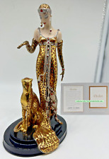 Stunning Franklin Mint OCELOT Leopard Erte Porcelain FIGURINE Gold Art Deco LTD picture