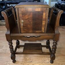 Antique Copper Lined Smoking Cabinet Cigar Humidor Stand Shelf Table picture