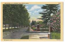 Chico CA California Esplanade, U.S. Highway 99E 1940s Vintage Linen Postcard picture