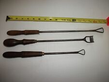Old Lot of 3 Antique Wood Carving Draw Knife Sculpture Tools picture